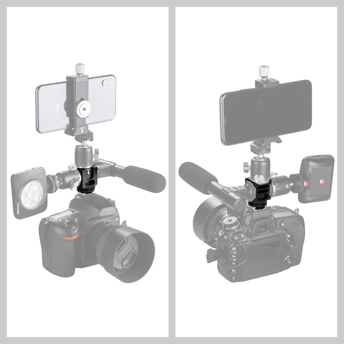 Aluminum 4-Head Hot Shoe Mount Adapter For Microphone And Flash Light 6