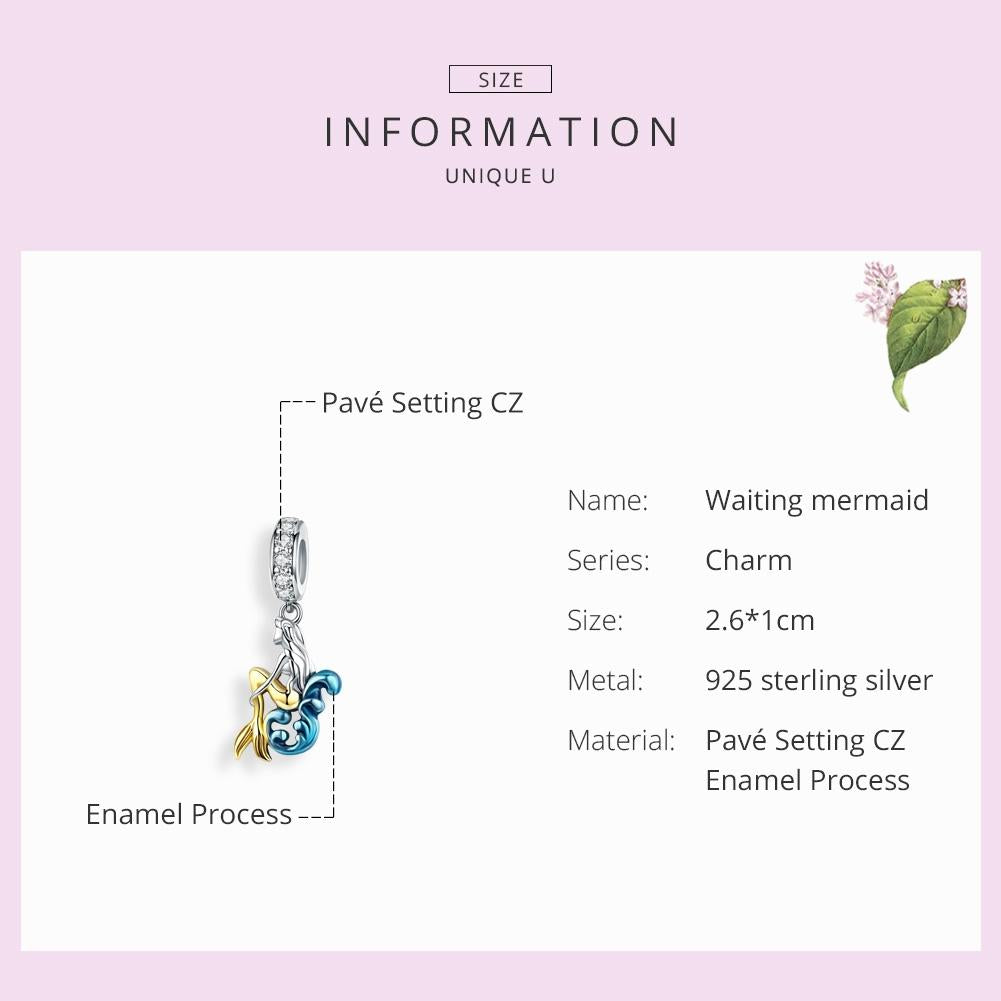 925 Sterling Silver Mermaid Charm For Diy Bracelet 6