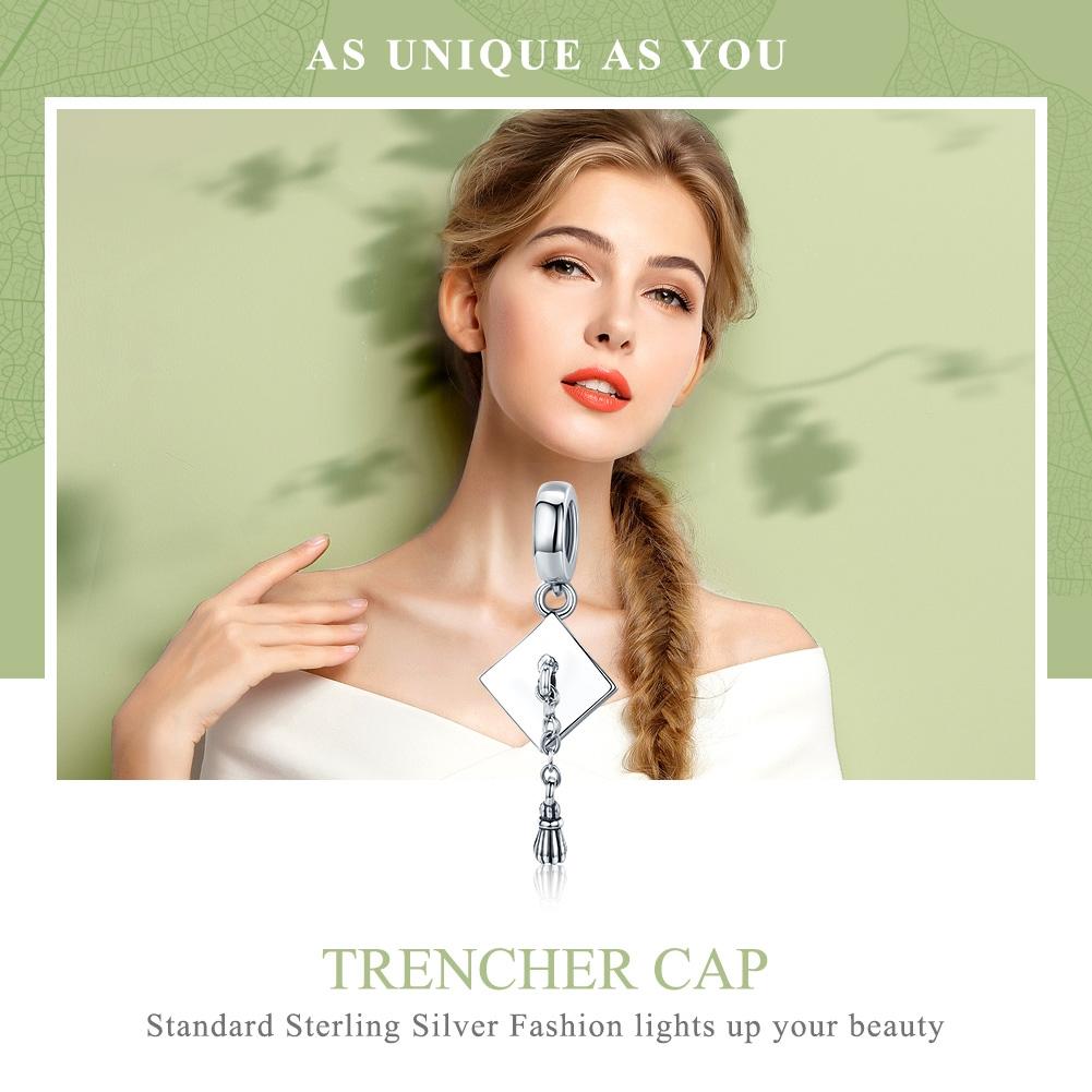 925 Sterling Silver Bachelor Cap Pendant For Bracelet Or Necklace 4