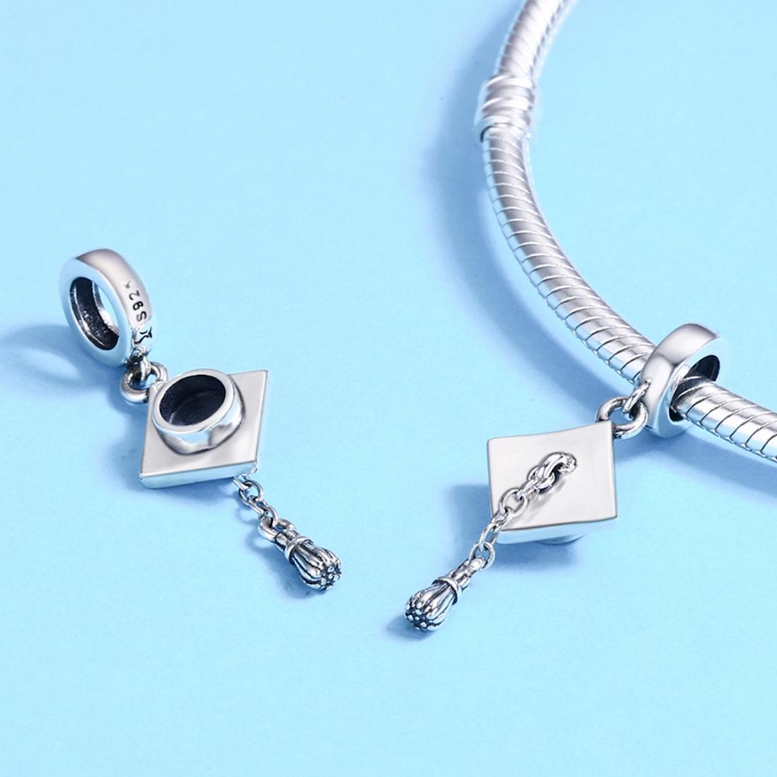 925 Sterling Silver Bachelor Cap Pendant For Bracelet Or Necklace 6