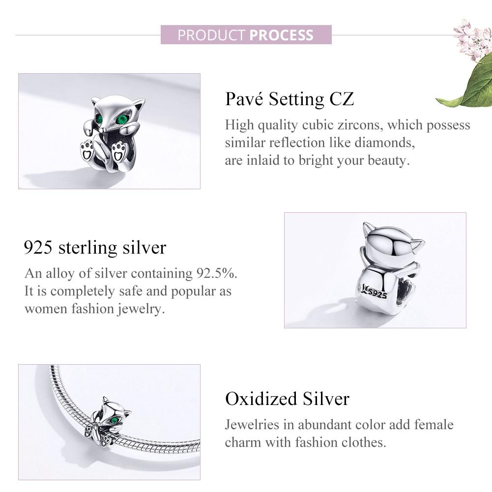 925 Sterling Silver Fox Charm Beads For Diy Bracelets 5