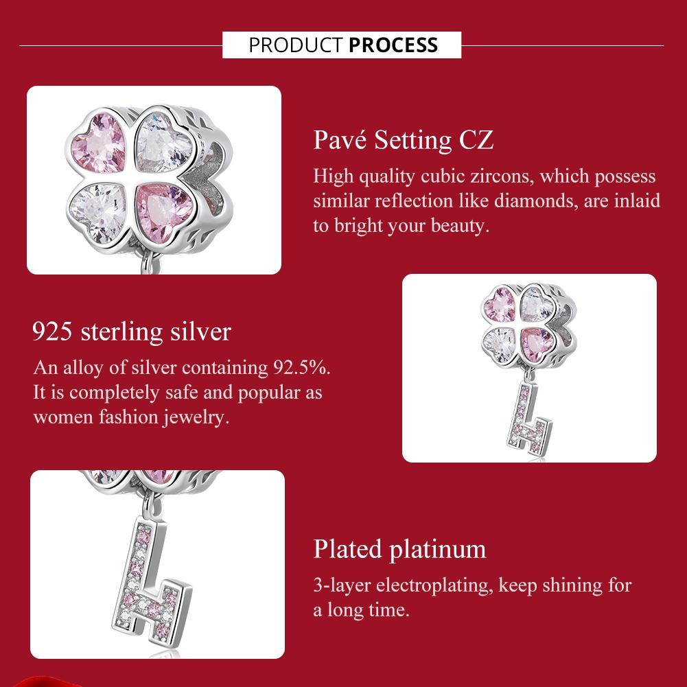 925 Sterling Silver Heart Clover Beads For Diy Bracelet Or Necklace 5
