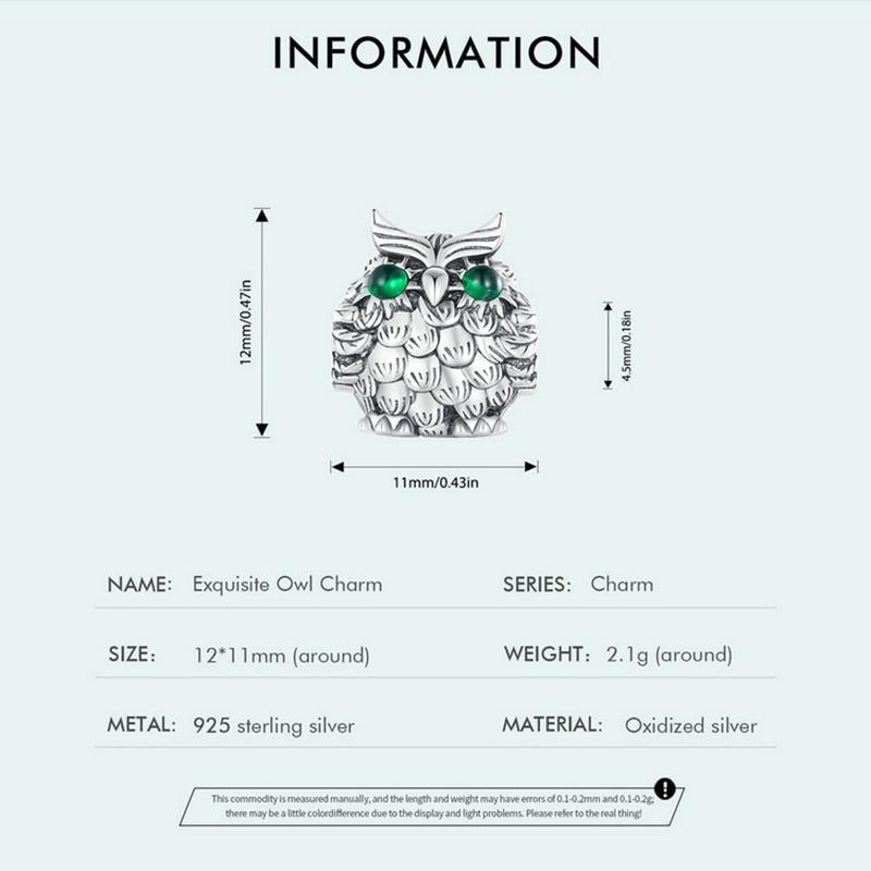 925 Sterling Silver Owl Pendant Necklace Charm For Diy Bracelets 3