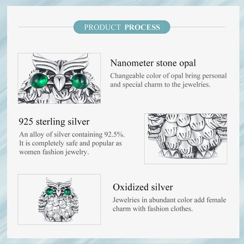 925 Sterling Silver Owl Pendant Necklace Charm For Diy Bracelets 4
