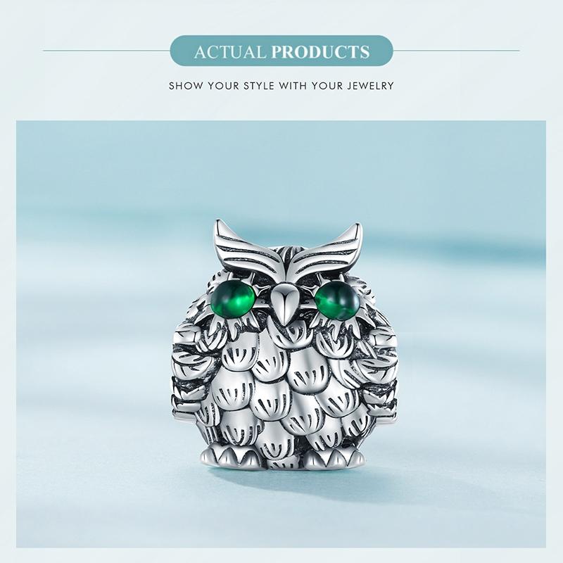925 Sterling Silver Owl Pendant Necklace Charm For Diy Bracelets 5