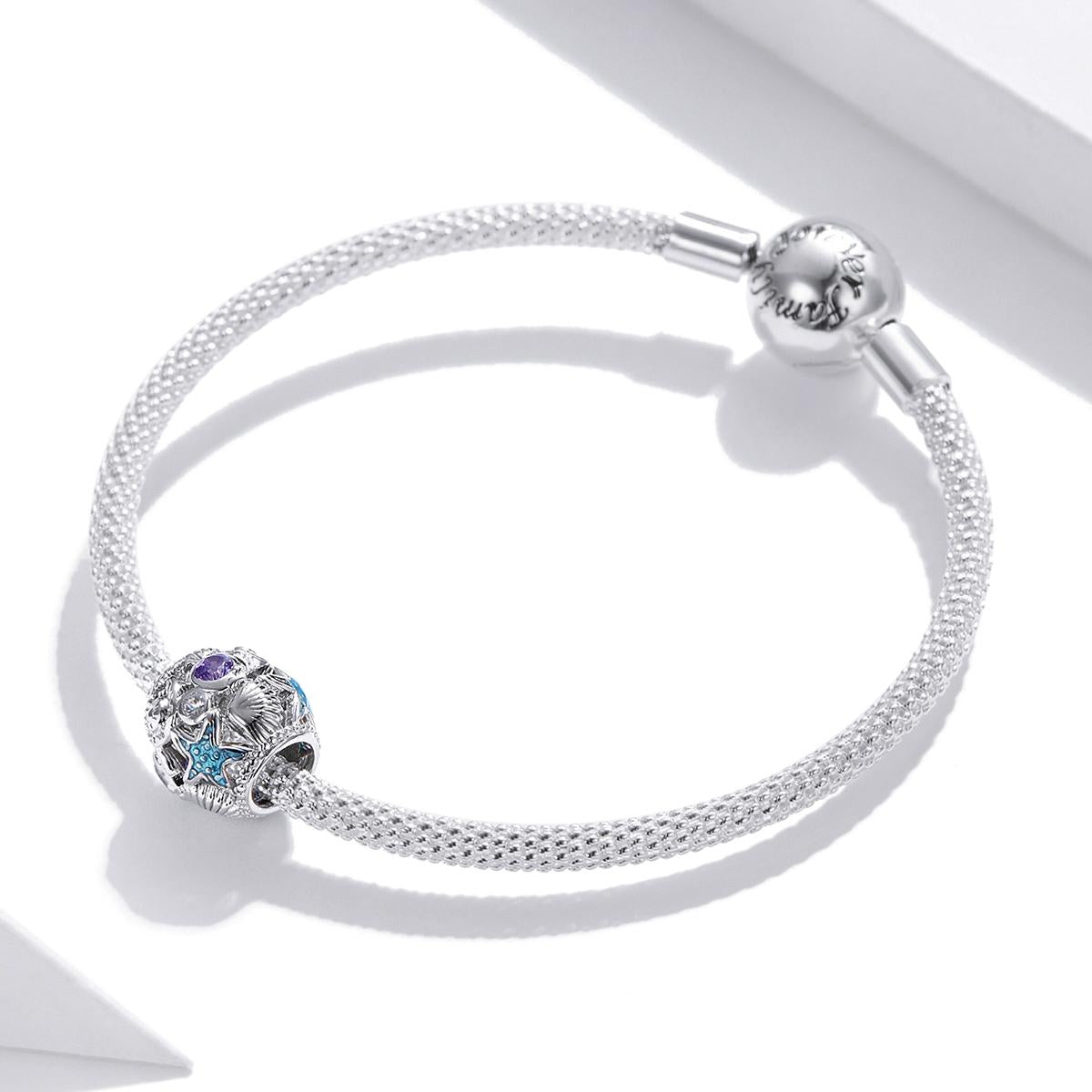 925 Sterling Silver Starfish Zircon Beaded Bracelet / Necklace Set 8