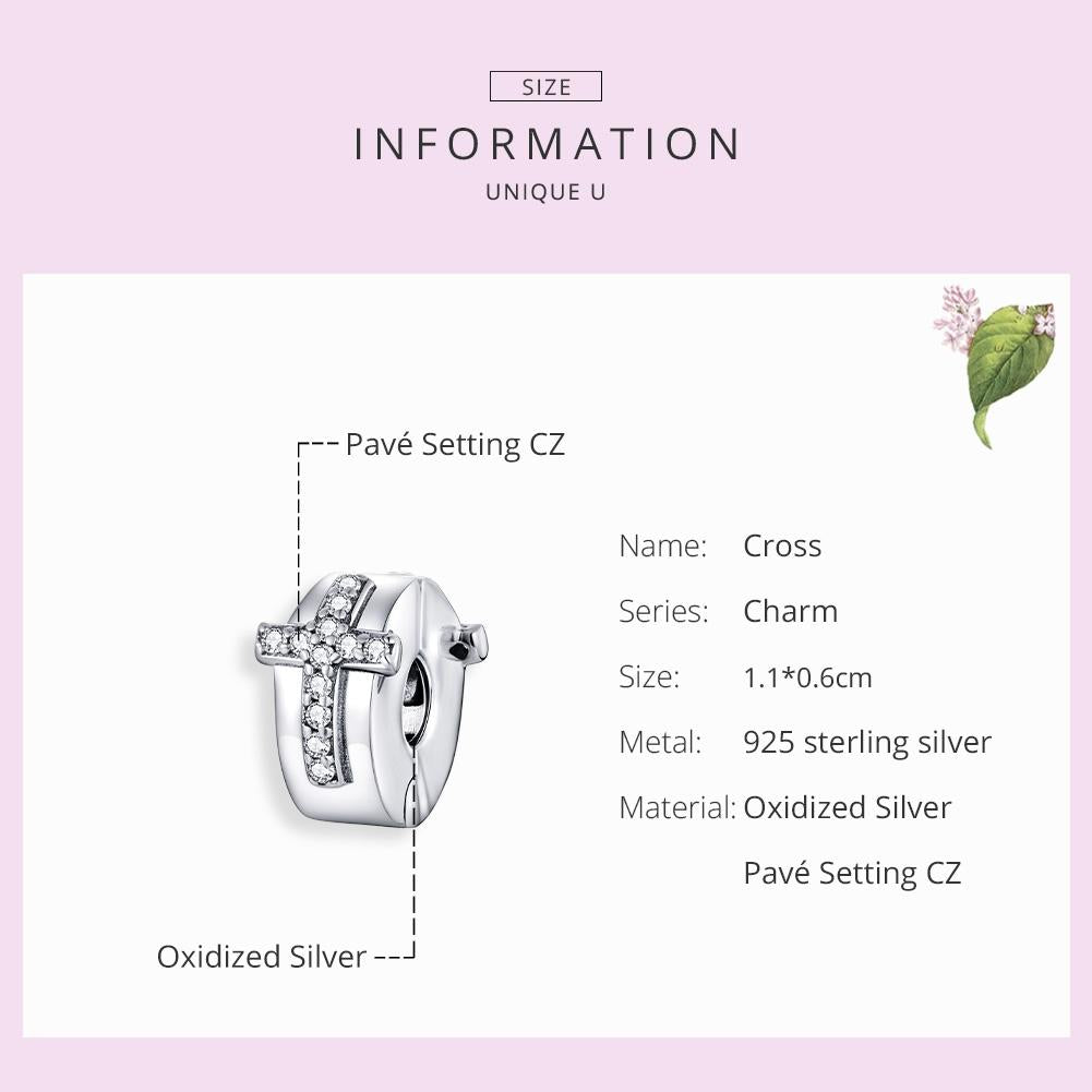 925 Sterling Silver Cross Bead Buckle For Diy Accessories 6