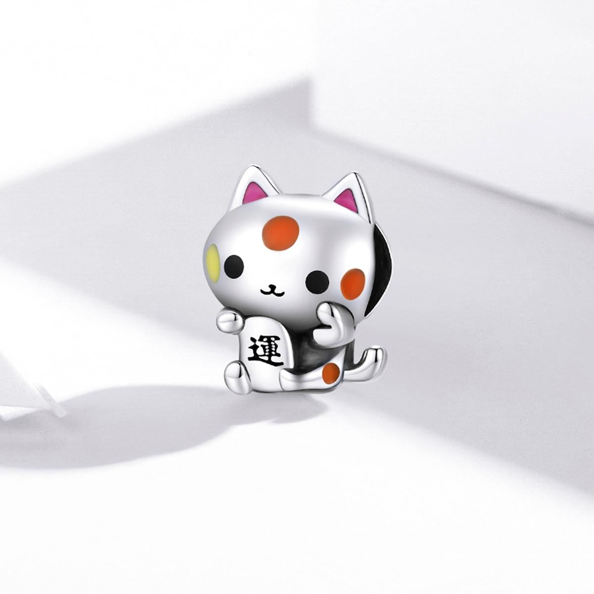 925 Sterling Silver Lucky Cat Bead For Diy Bracelet Or Necklace 3