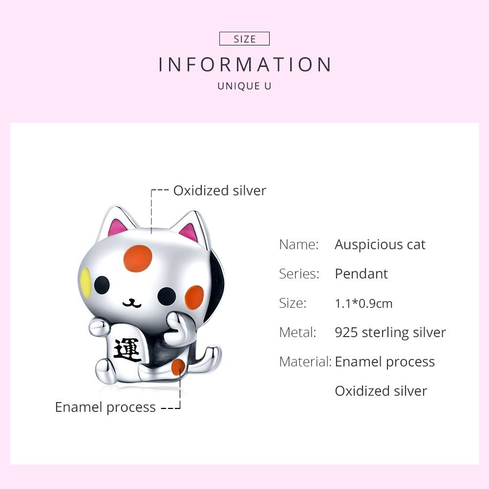 925 Sterling Silver Lucky Cat Bead For Diy Bracelet Or Necklace 5