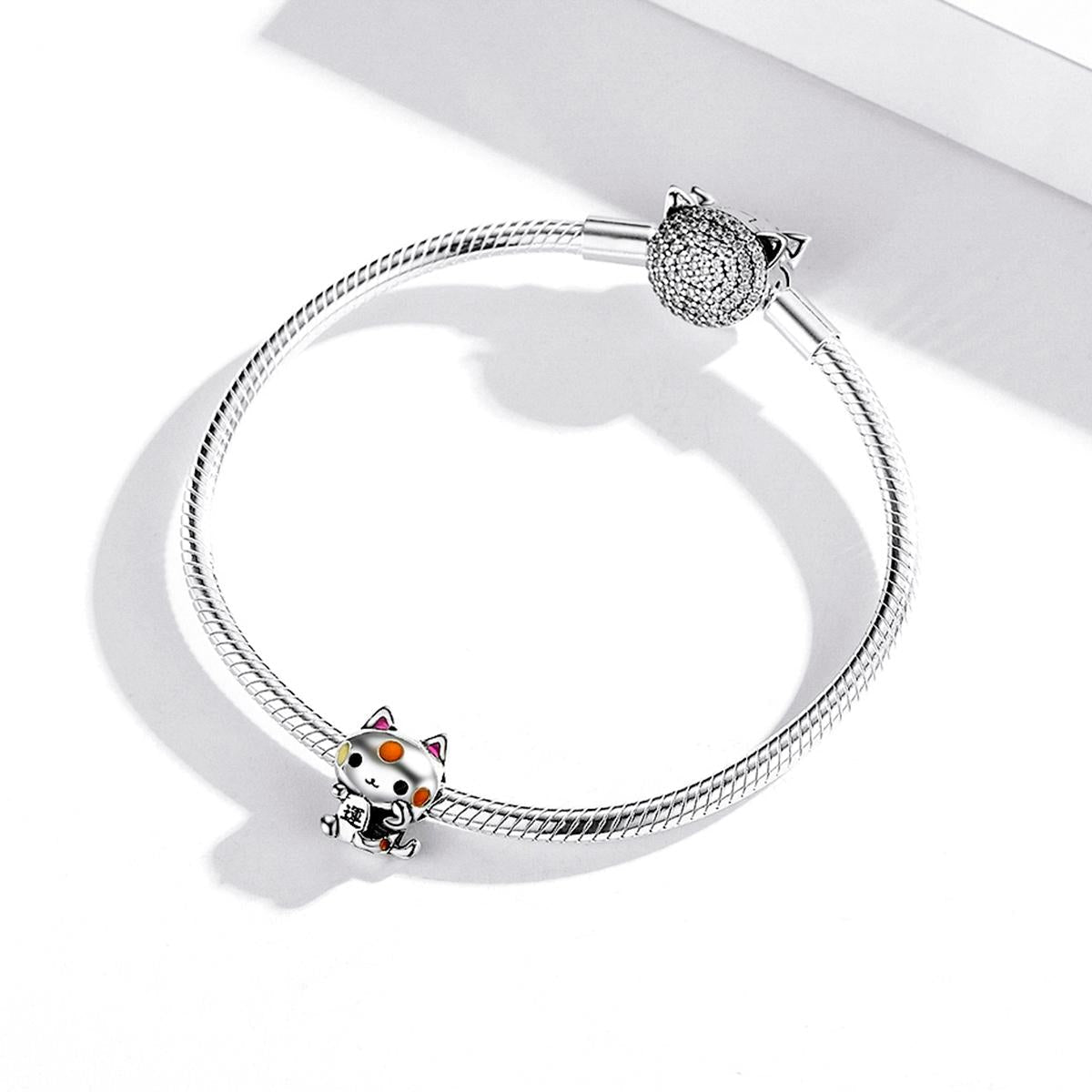 925 Sterling Silver Lucky Cat Bead For Diy Bracelet Or Necklace 8