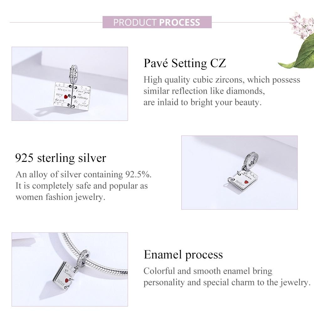 925 Sterling Silver Love Letter Bracelet Charm Diy Accessory 3