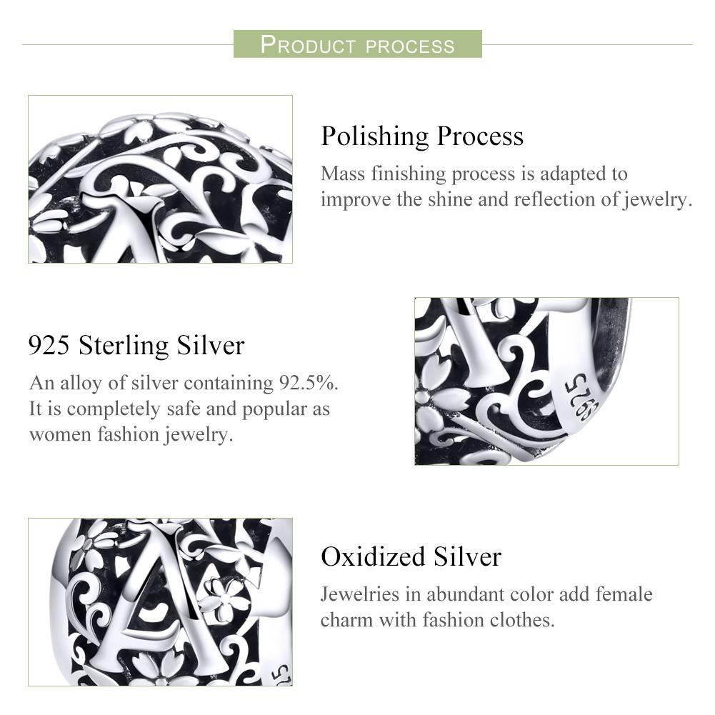925 Sterling Silver Letter Beads For Diy Bracelets 5