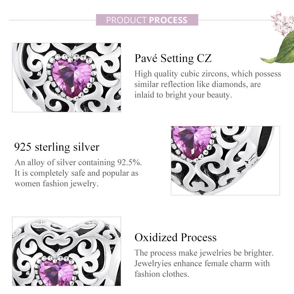 925 Sterling Silver Retro Flower Heart Beads For Diy Bracelets & Necklaces 5