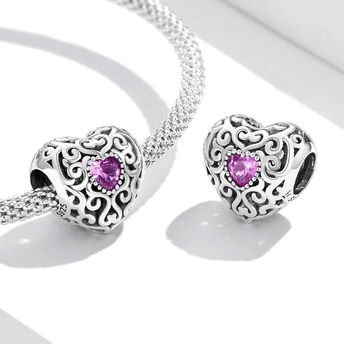 925 Sterling Silver Retro Flower Heart Beads For Diy Bracelets & Necklaces 6