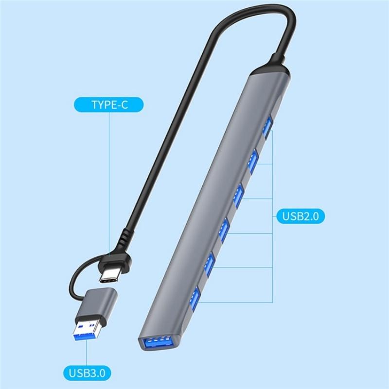 7-In-1 Usb Hub Usb 3.0 + 6X Usb 2.0 + Type-C 3