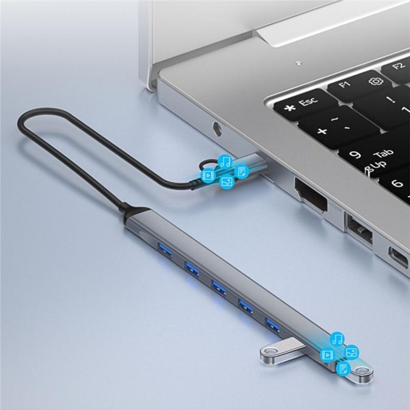 7-In-1 Usb Hub Usb 3.0 + 6X Usb 2.0 + Type-C 6