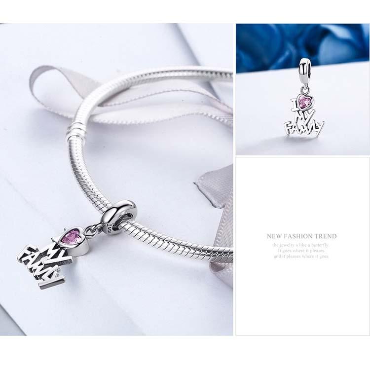 925 Sterling Silver Home Love Pink Gemstone Bracelet 6