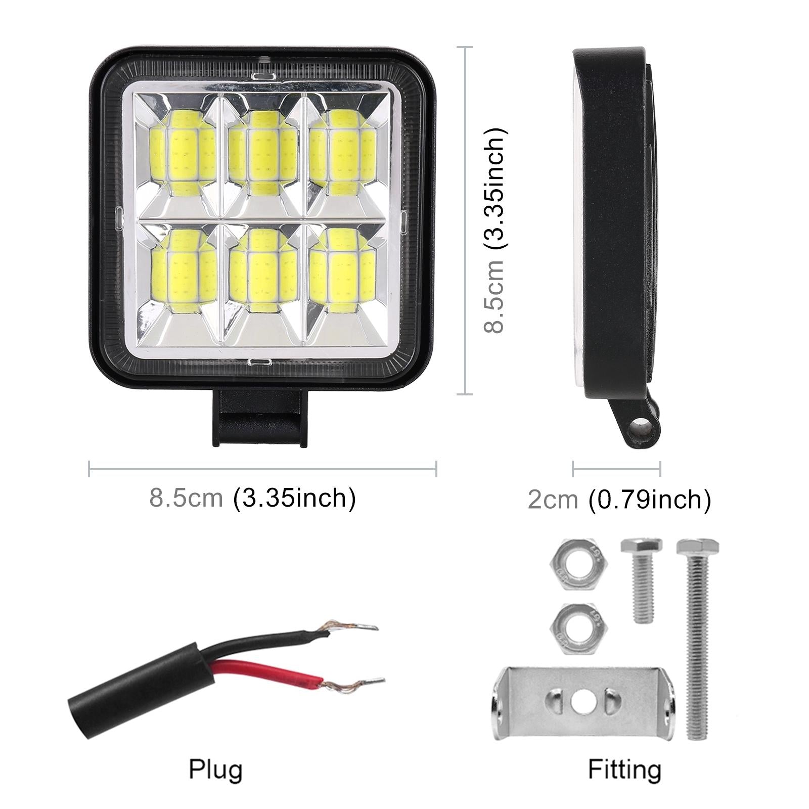 Car Square Work Light With 6 Cob Lamp Beads 3