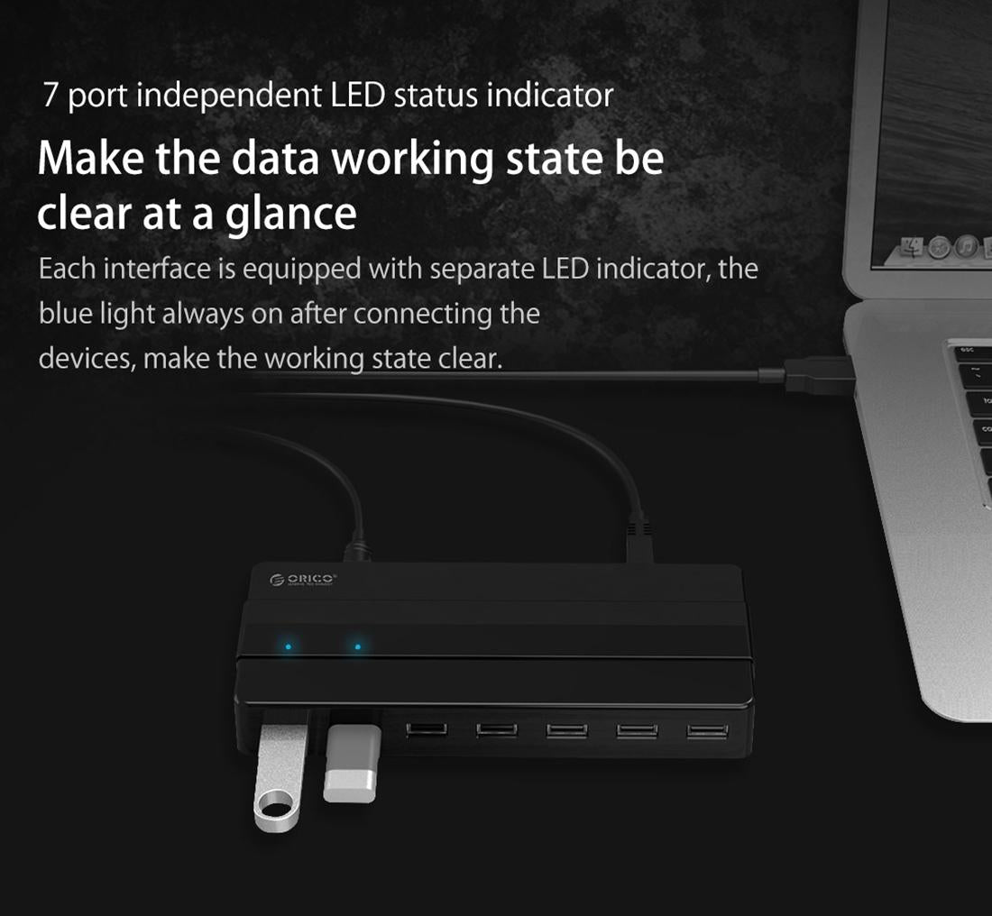 7-Port Usb 2.0 Desktop Hub With Power Adapter 5