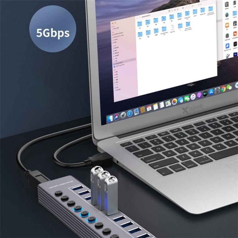 10-In-1 Usb 3.0 Extension Hub With Individual Switch 3