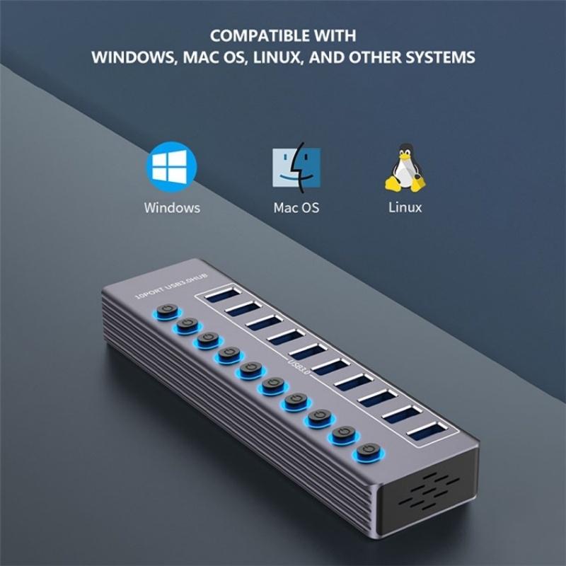 10-In-1 Usb 3.0 Extension Hub With Individual Switch 5