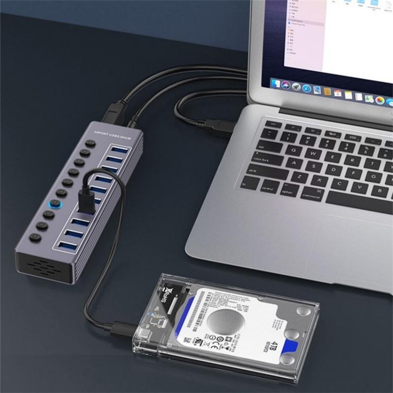 10-In-1 Usb 3.0 Extension Hub With Individual Switch 7