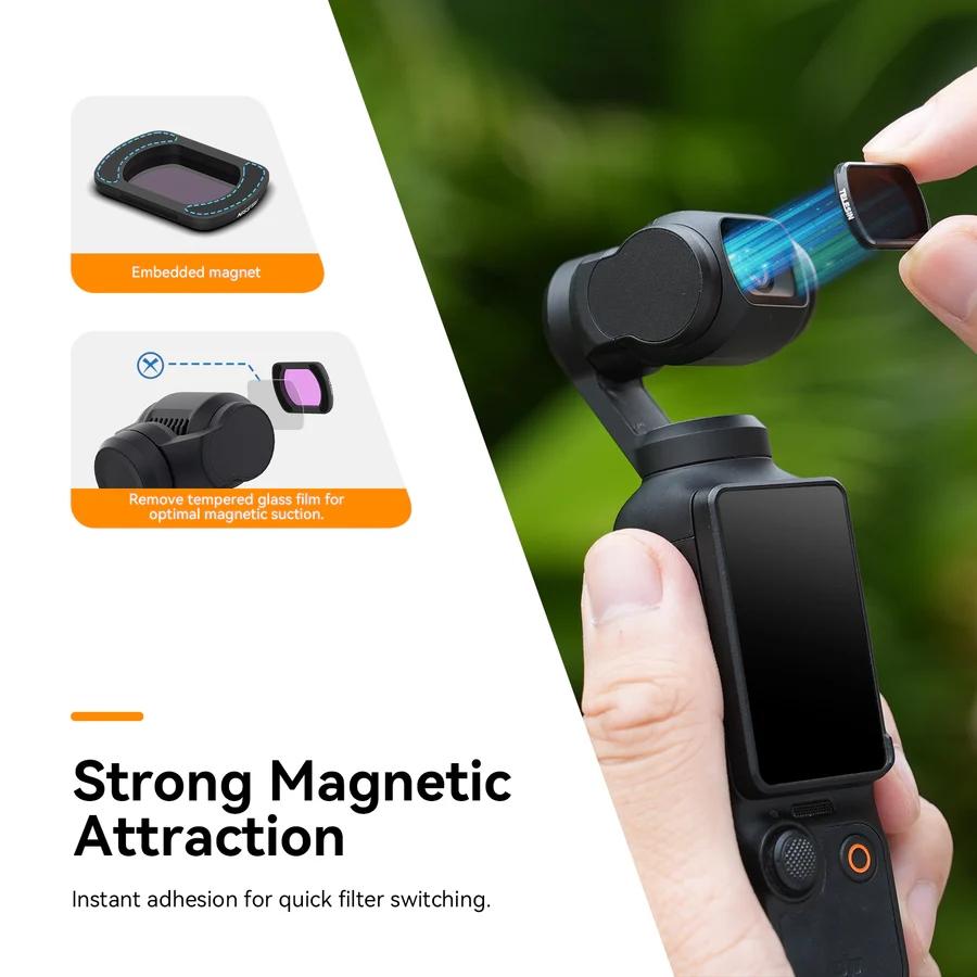 Magnetic Suction Filter Set For Dji Pocket 3 Cpl Nd16 Nd64 Nd256 6