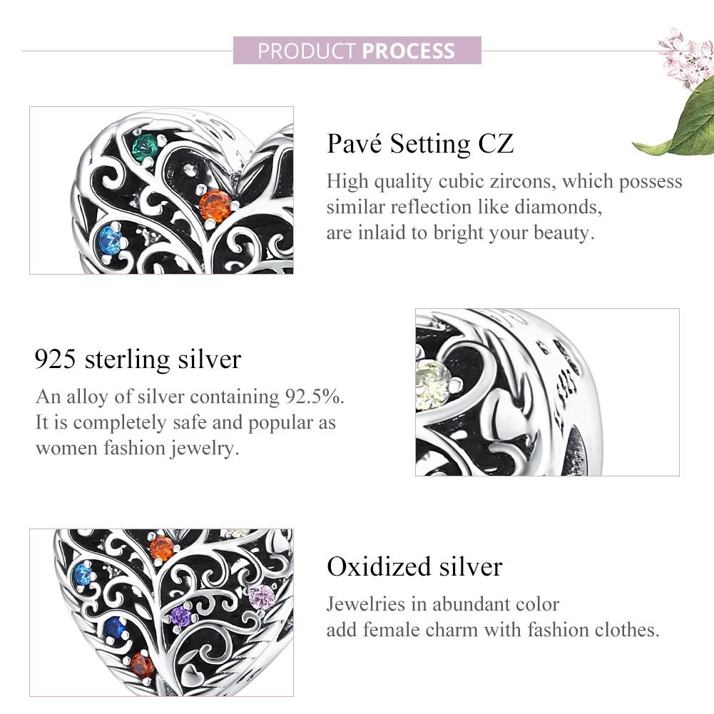 925 Sterling Silver Tree Of Life Zircon Bead Bracelet / Necklace Set 6