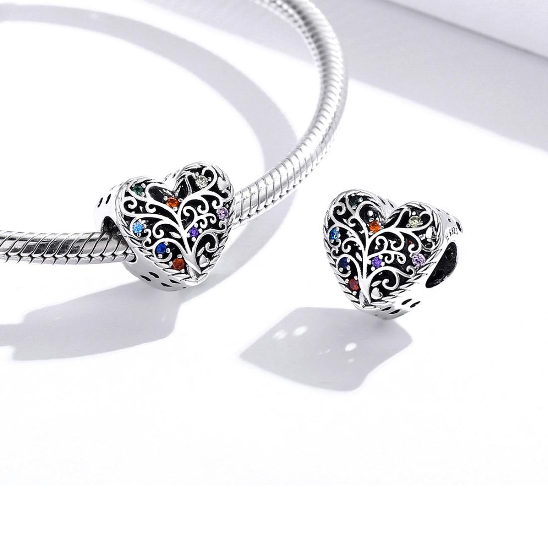 925 Sterling Silver Tree Of Life Zircon Bead Bracelet / Necklace Set 7