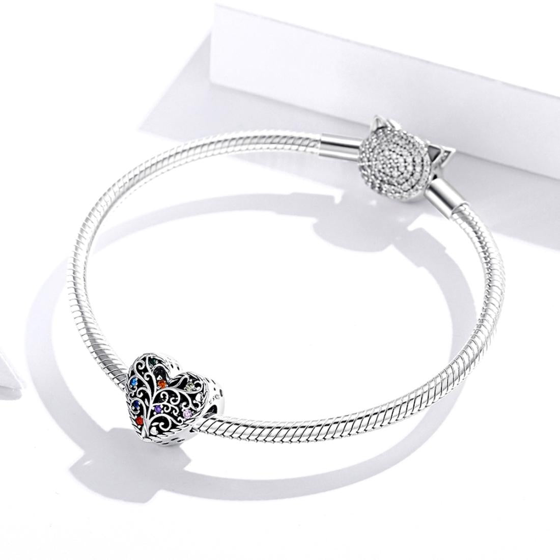 925 Sterling Silver Tree Of Life Zircon Bead Bracelet / Necklace Set 8