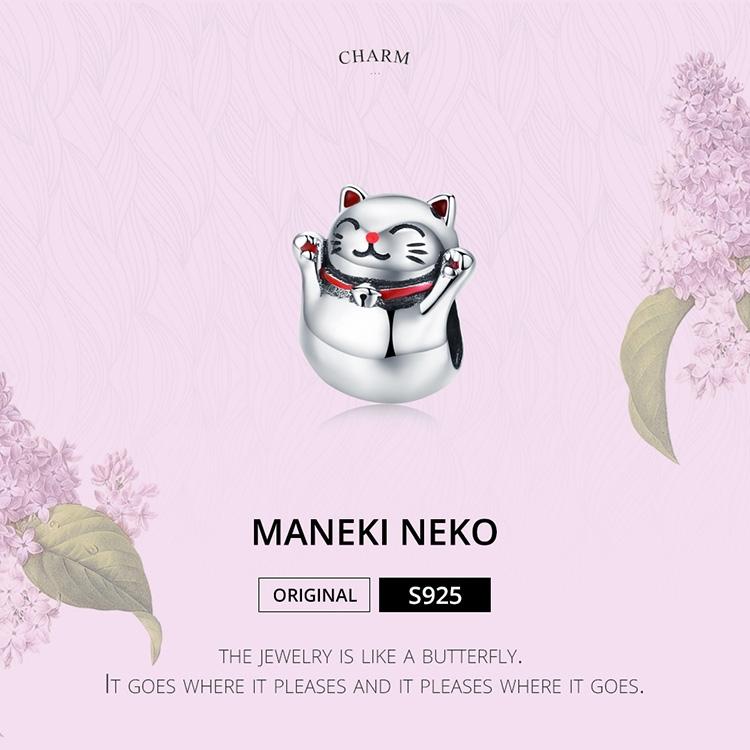925 Sterling Silver Lucky Cat Beaded Bracelet Diy Accessory 3