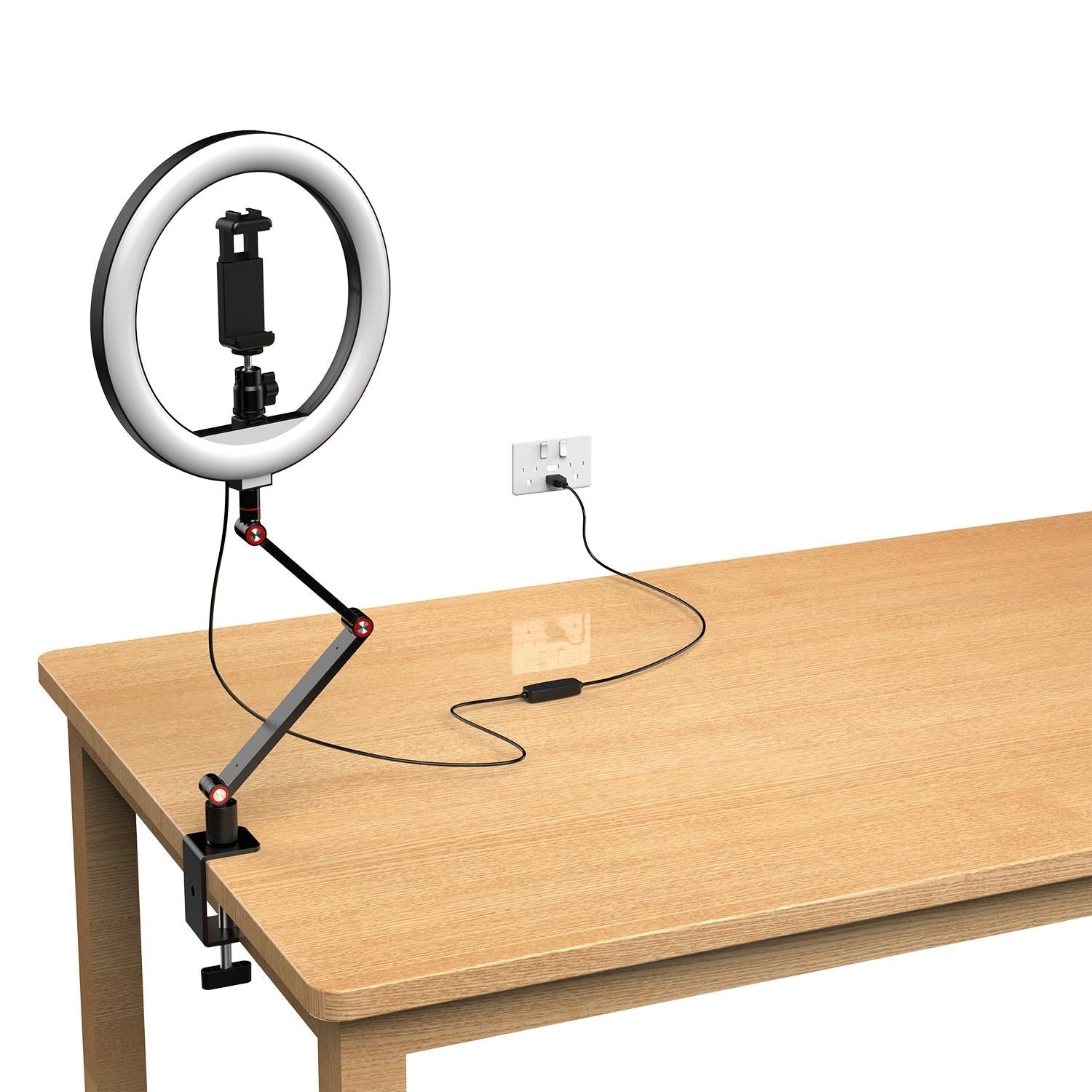 Foldable 10 Led Ring Light with Swing Arm Stand & Phone Holder 3