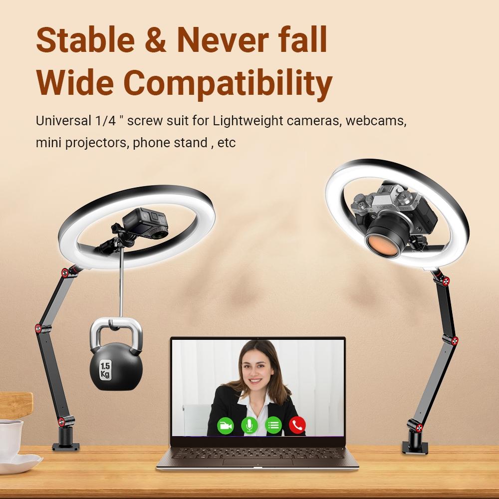 Foldable 10 Led Ring Light with Swing Arm Stand & Phone Holder 6