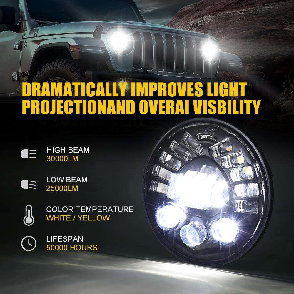 7 Inch Car Matrix Gradient Led Headlight Lamps For Jeep Wrangler 3