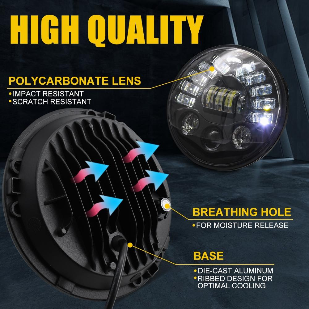 7 Inch Car Matrix Gradient Led Headlight Lamps For Jeep Wrangler 6
