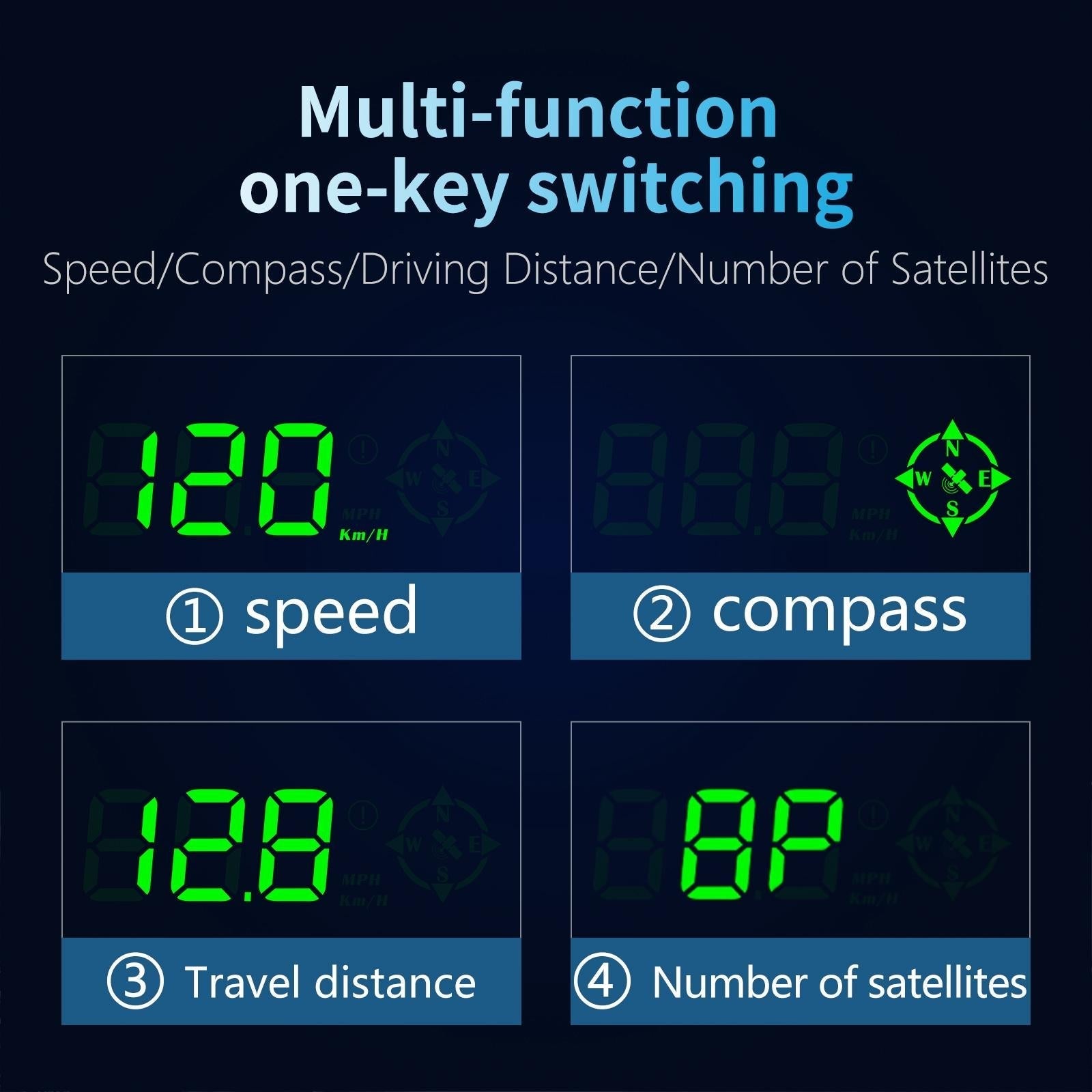 Digital Car Head Up Display Over Speed Alarm Gps Hud 5