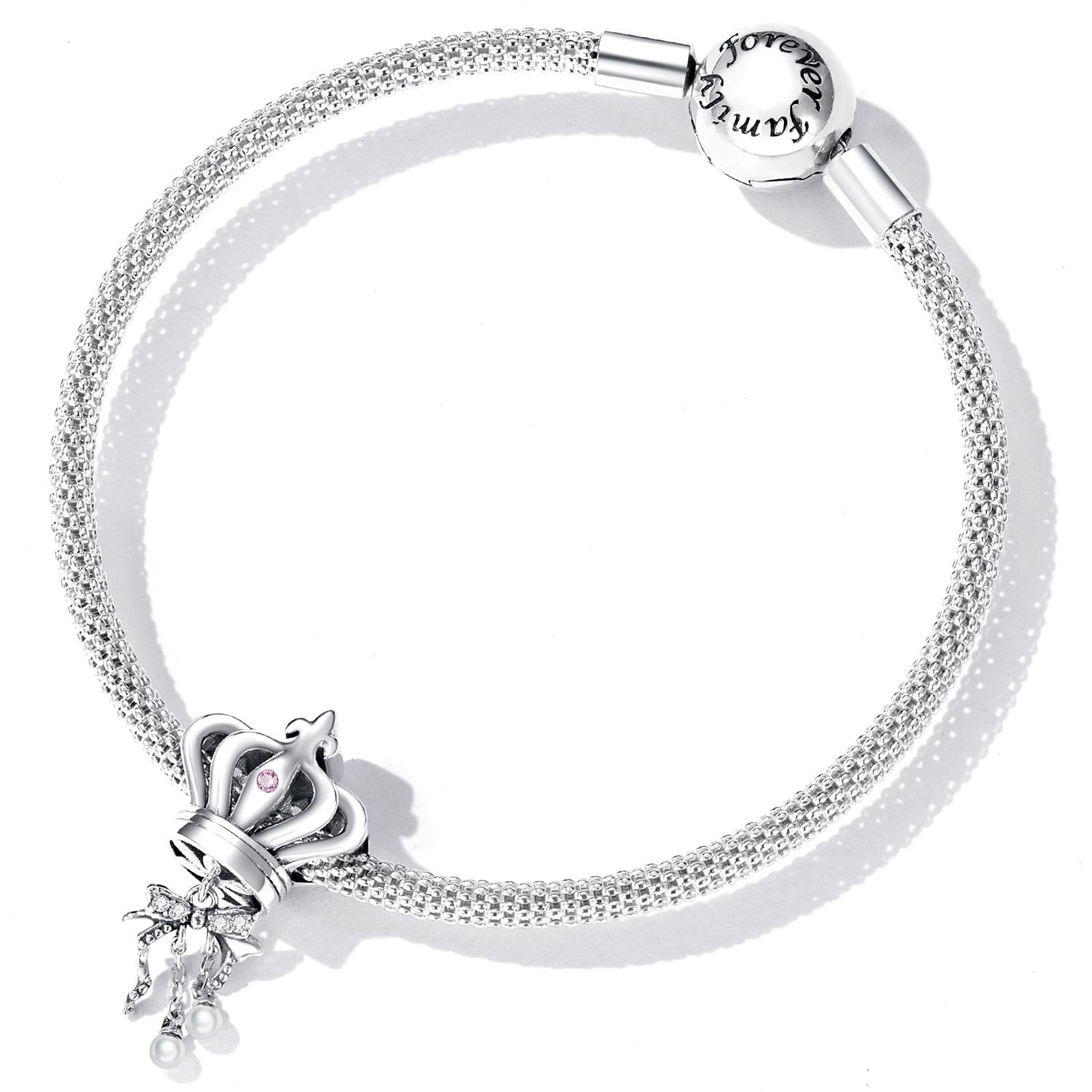 925 Sterling Silver Bow Crown Beads For Diy Bracelets & Necklaces 7