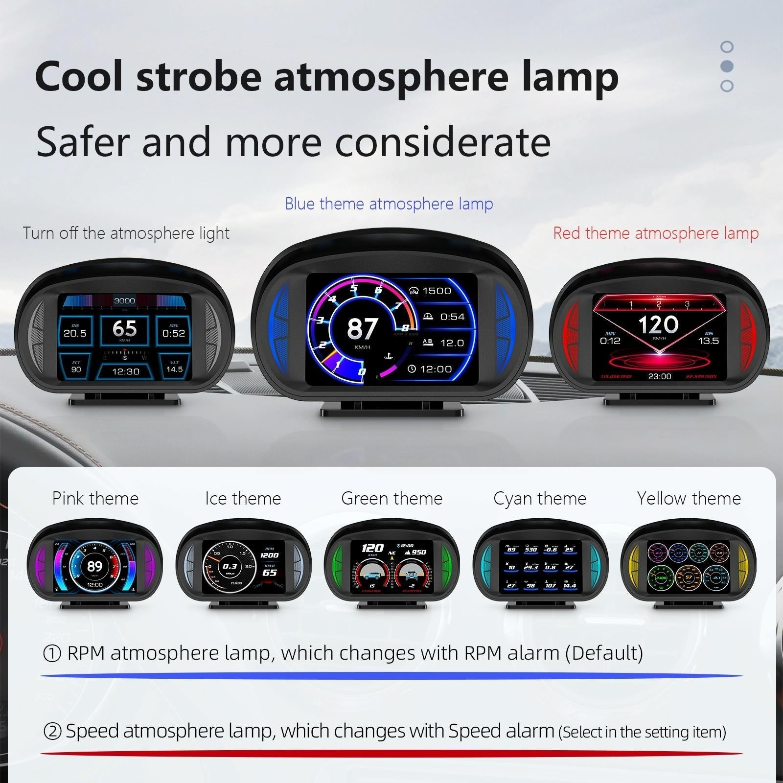 3 Inch Obd Lcd Car Speed Slope Meter Hud Display 6
