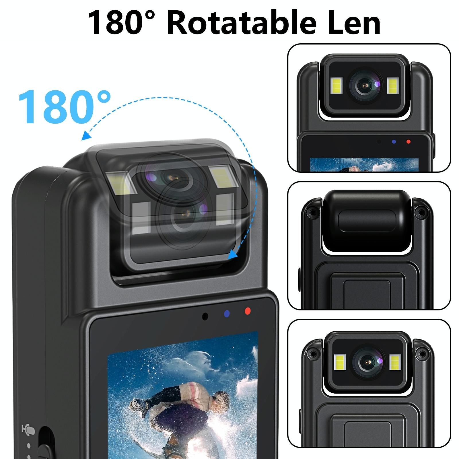 Outdoor Sports Night Vision Camera With 180 Degree Rotation For Video Recording 5