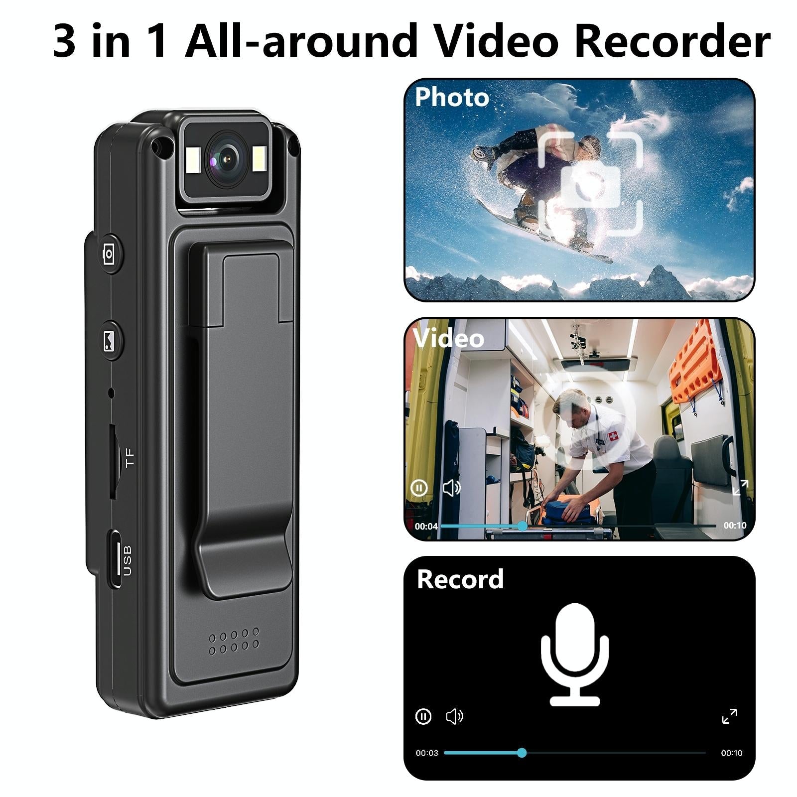 Outdoor Sports Night Vision Camera With 180 Degree Rotation For Video Recording 7