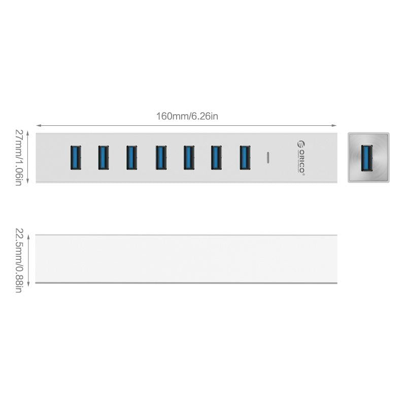 7-Port Aluminum Usb 3.0 Hub 7