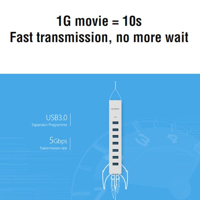 7-Port Aluminum Usb 3.0 Hub 11