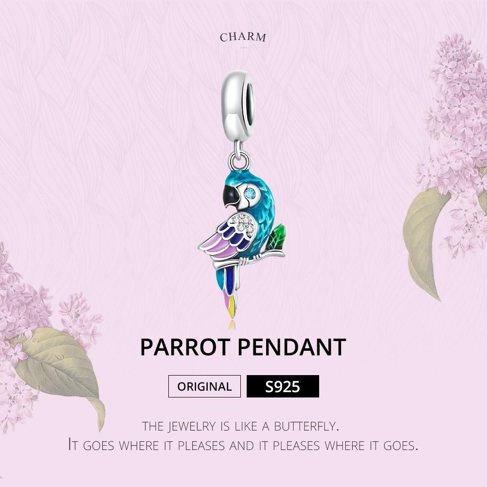 925 Sterling Silver Parrot Pendant For Bracelet Or Necklace 3