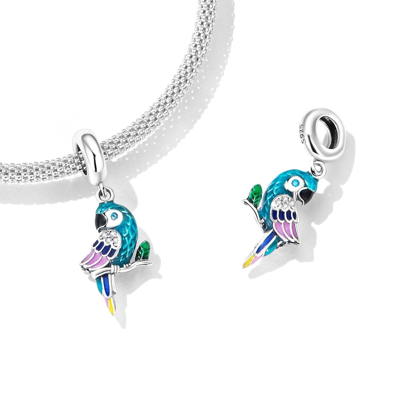 925 Sterling Silver Parrot Pendant For Bracelet Or Necklace 6