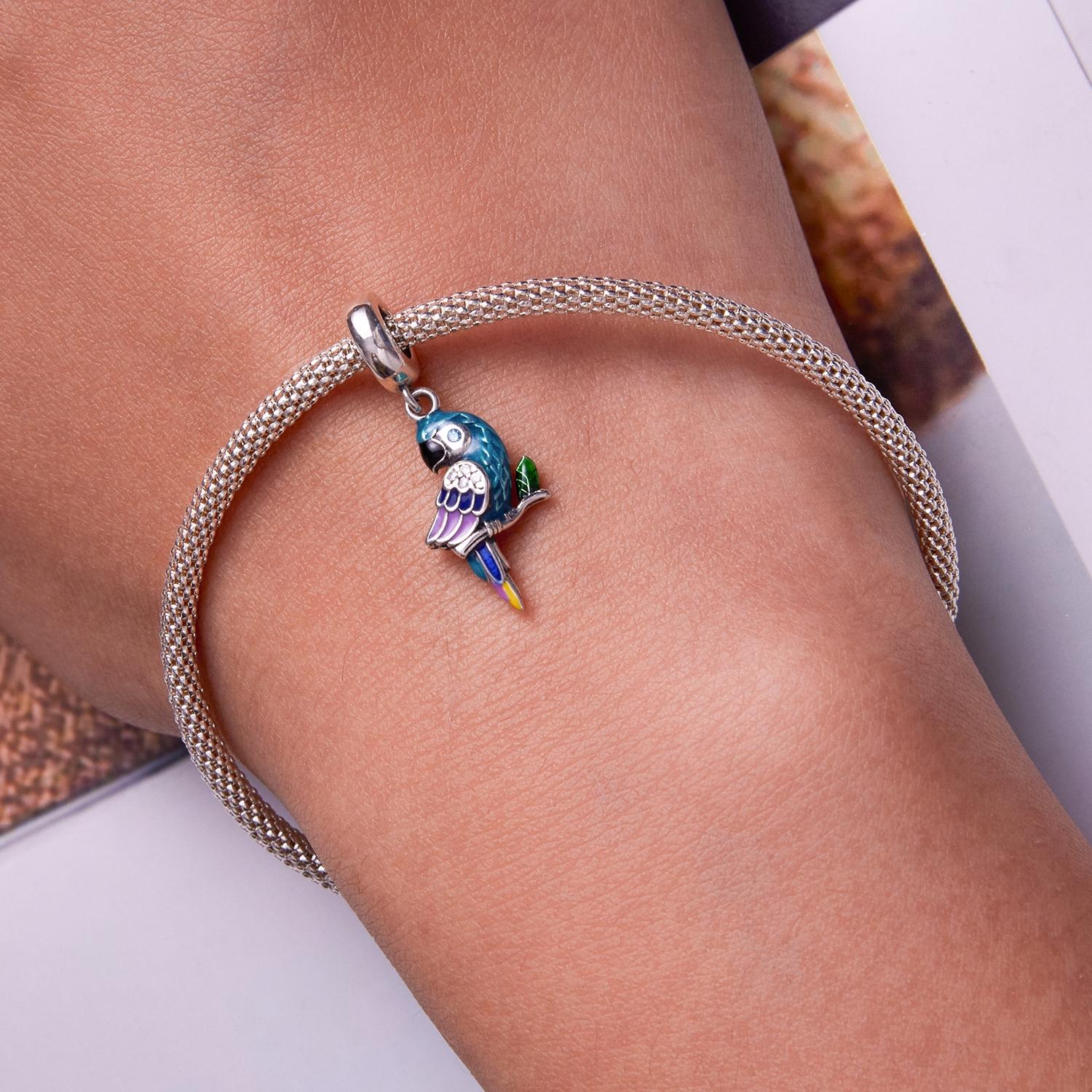 925 Sterling Silver Parrot Pendant For Bracelet Or Necklace 8
