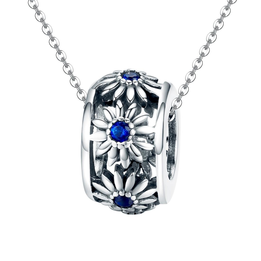 925 Sterling Silver Blue Daisy Spacer For Bracelet 3