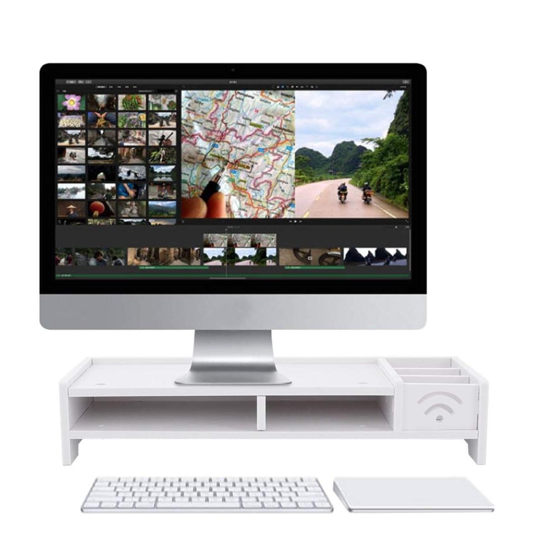 Versatile Desktop Monitor Stand - Sturdy Wood Riser for Laptop Notebook Tv 9