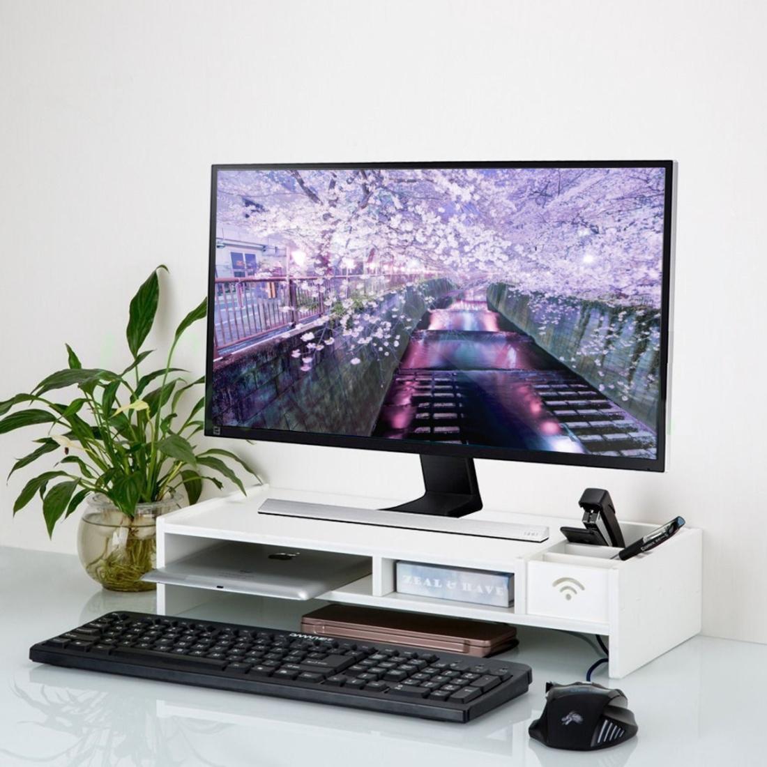 Versatile Desktop Monitor Stand - Sturdy Wood Riser for Laptop Notebook Tv 10