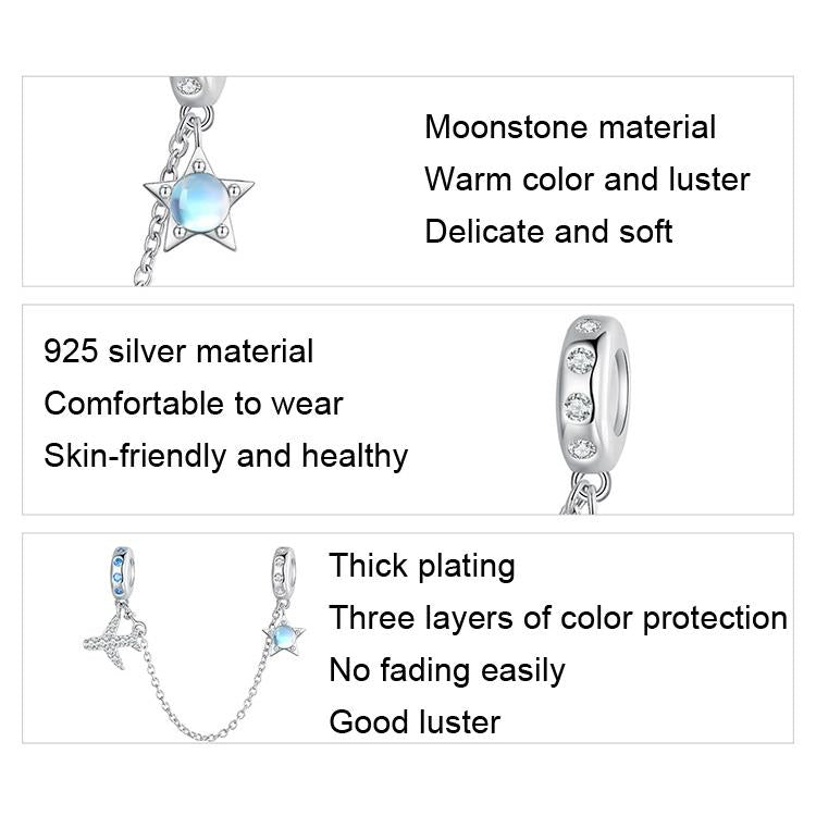 925 Sterling Silver Airplane Star Chain Accessory 3