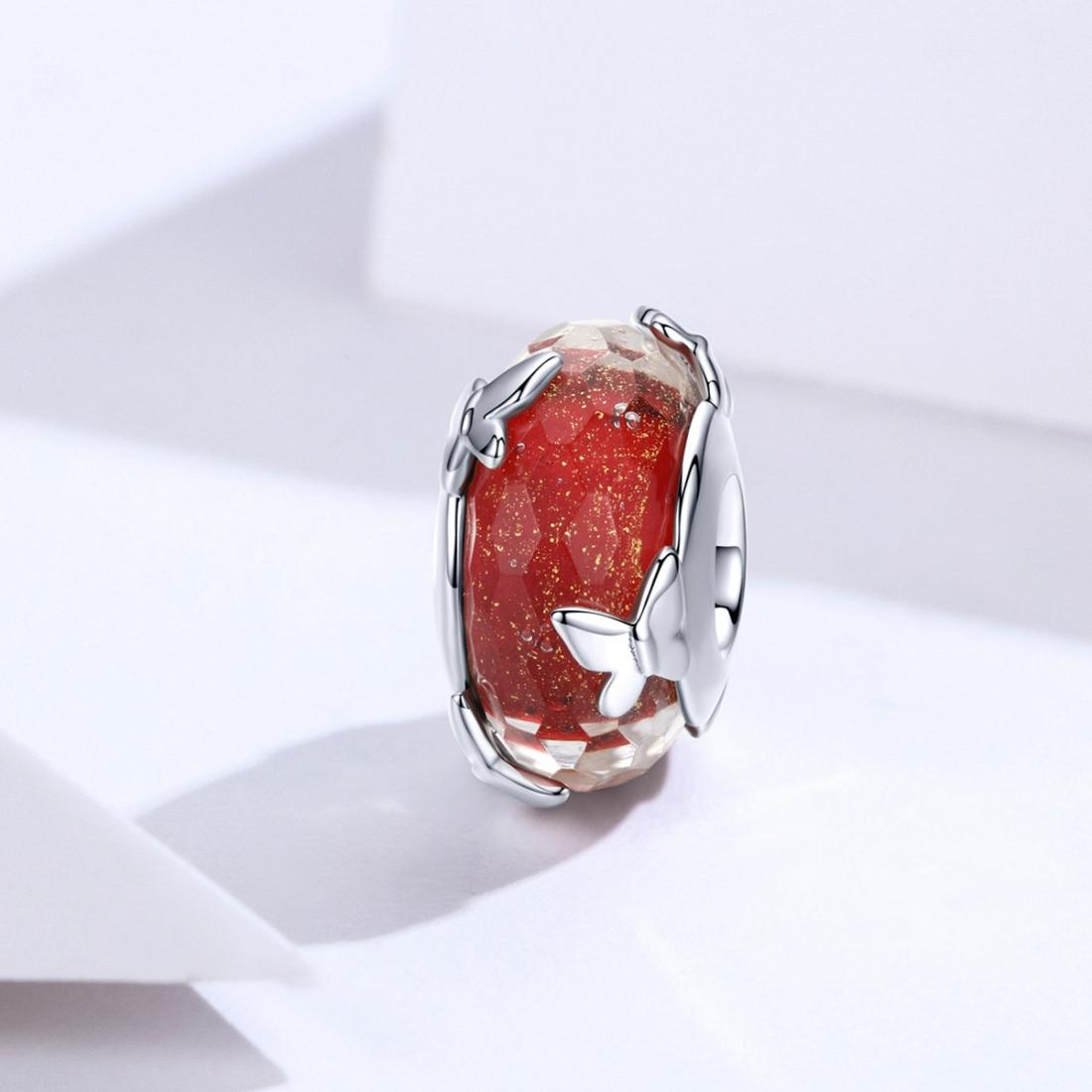 925 Sterling Silver Red Glazed Butterfly Bead Pendant For Diy Bracelets And Necklaces 3